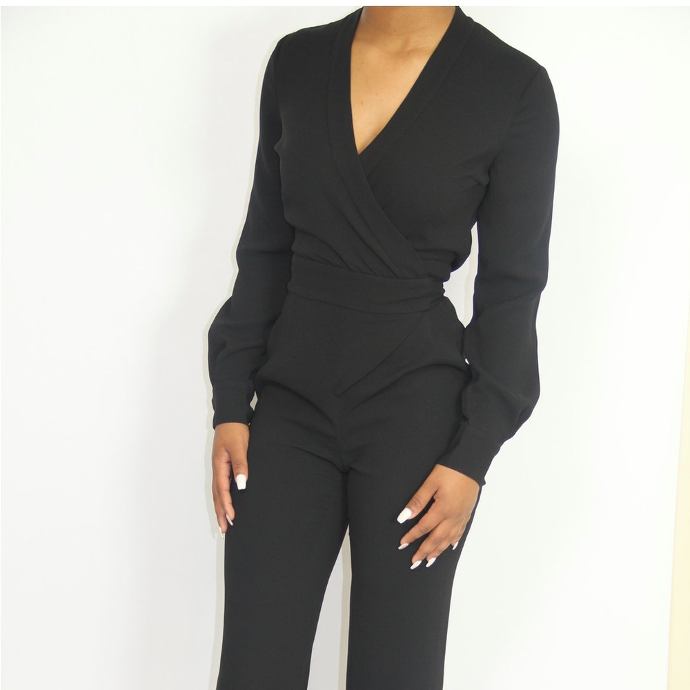 Diane Von Furstenberg Elegant Black Wrap Jumpsuit